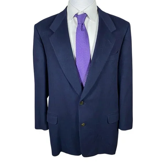 Canali Loro Piana Wool & Cashmere Navy Blazer 46R 46L Crest Buttons Sport Coat